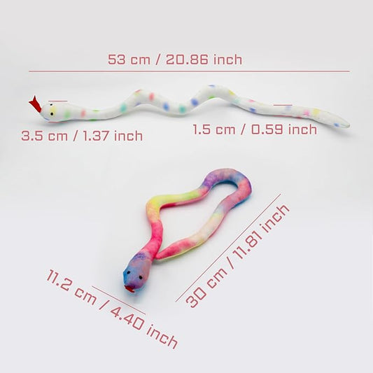 Andiker 2PCS Snake Cat Toys, 23.6 Inches Long Realistic Snake Shape Cat Plush Toys with Bite-Resistant Fabric Interactive Cats Toy for Indoor Cats to Bite Chew Keep Teeth Clean (Brown&Blue)
