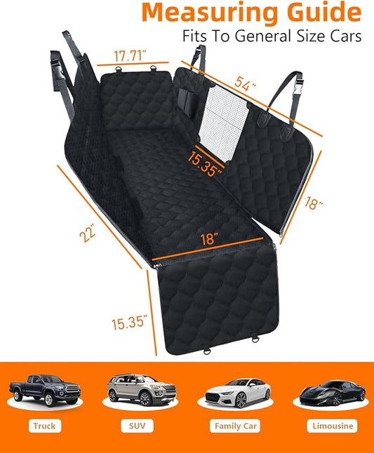 Dog Seat Cover for Cars - Waterproof & Scratchproof Dog Hammock Pet Car Seat Protector with Mesh Window, Universal Fit for Back Seat of Cars, SUV, Truck and Jeep