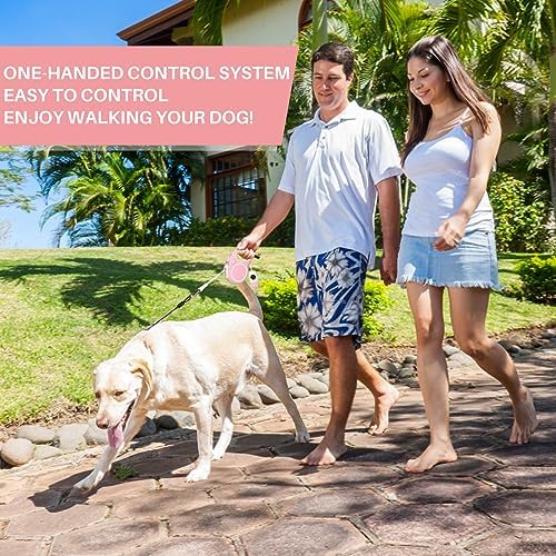 Upgraded 16 Ft Retractable Dog Leash with Chew Proof Cable - Pink - Image 7