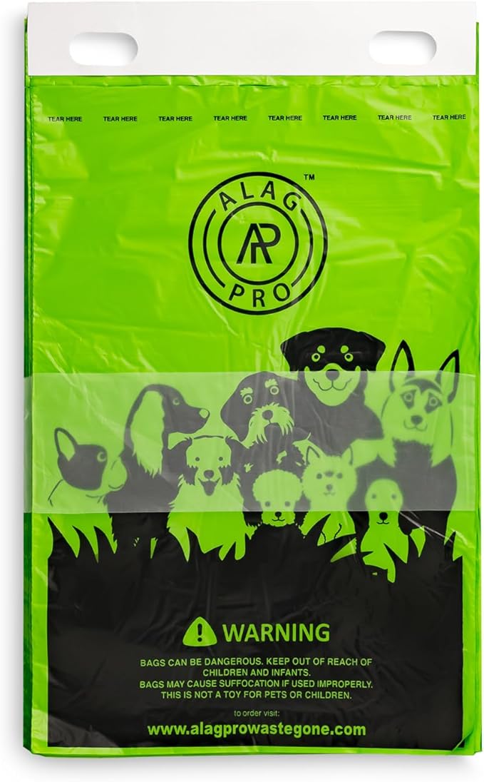 ALAGPRO® 800 Pull-Strap Dog Waste Station Refill Header Bags - Fit Any Pet Waste Header Stations - 45% Thicker than Competitor Bags - 8 Headers of 100 Bags for Backyard, Parks & HOA's