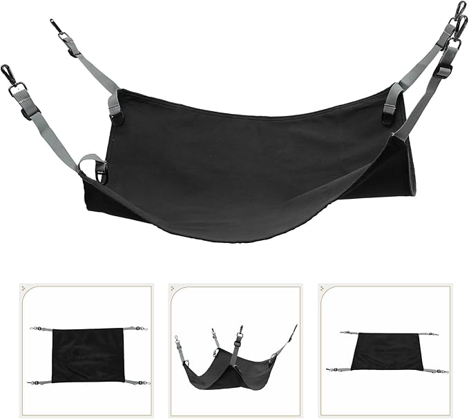 Cat Cage Hanging Hammock Bed Washable Soft Pet Cat Hammock Mat Indoor Outdoor Use Black