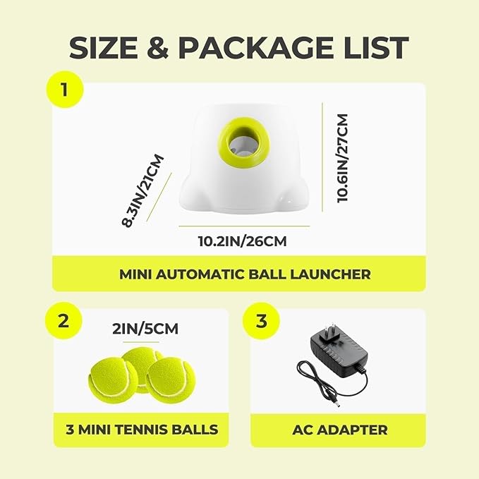 ALL FOR PAWS Automatic Dog Ball Launcher, Interactive Fetch Toy for Small to Medium Dogs, Pet Thrower Machine for Indoor & Outdoor Play, 3 Pcs 2-Inch Balls Included