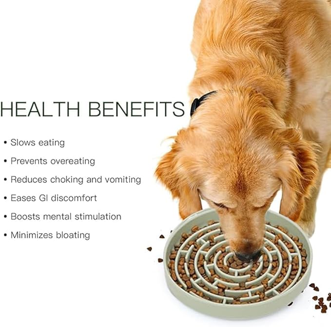 Slow Feeder Dog Food Bowl,Puzzle Silicone Feeding Bowls with Suction Cups, Anti-Choking Pet Slow Feeding,Non Slip Maze Puzzle Dog Feeder Bowl Prevent Bloating, Easy to Clean