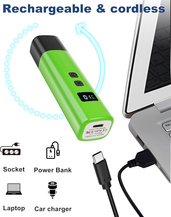Electric Dog Nail Grinder with 2 Level LED Lights, 2 Speed Super Quiet and Low Vibration Electric Cat Nail Grinder - Rechargeable Pet Nail Grinder for Small Dogs Cats - Green