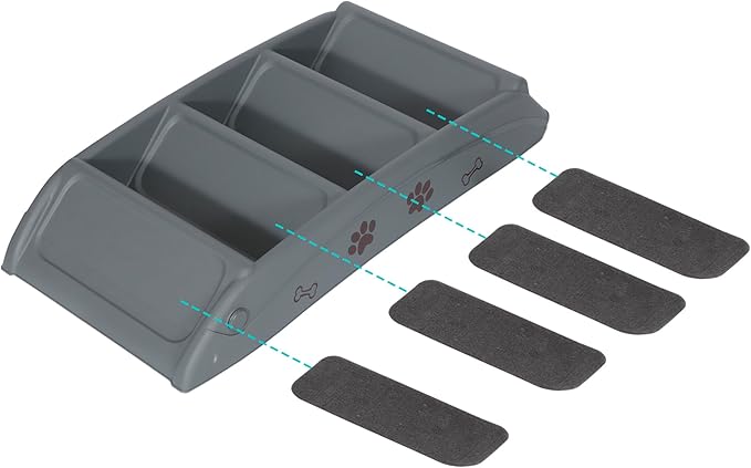 LEMY Foldable Pet Ladder,Pet Stairs with 4 Steps,Plastic Anti-Slip Pet Furniture Pet Dog Steps for Small/Old Dog,Grey