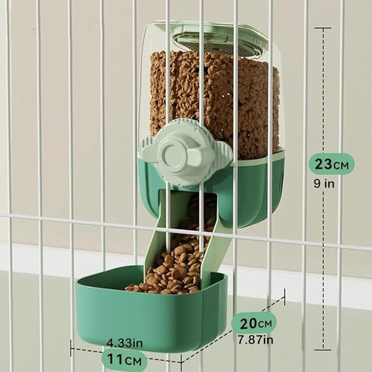 Pet Dog Cat Hanging Automatic Feeders, Auto Gravity Pet Feeder No Drip Water Set, Cage Pet Feeding Bowls Dispenser for Cats Dogs Puppy, Rabbit (Green)