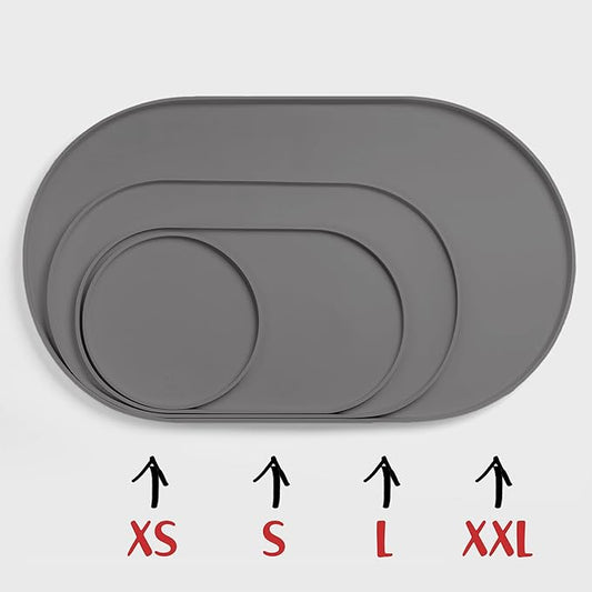 DogBuddy Dog Food Mat - Waterproof Dog Bowl Mat, Silicone Pet Mat for Food and Water Bowls, Nonslip Pet Feeding Mat with Edges, Dogs Food Mats for Floors, Puppy Supplies (Small, Gray)