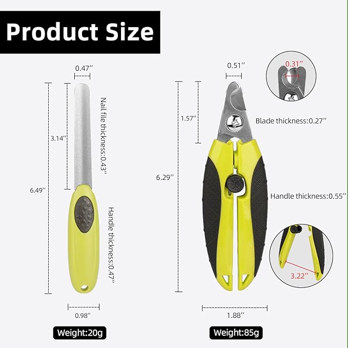 Green Dog Nail Clipper&File Set Plier Style Dog Claw Clippers with Safety Guard Heavy-Duty Dog Toenail Clippers Professional Pet Nail Trimmers for Dogs and Cats