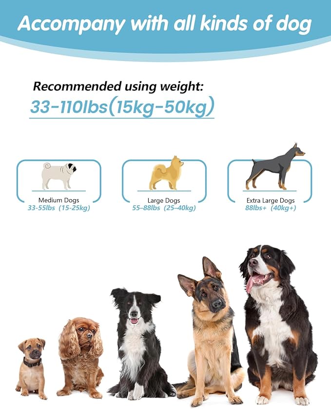 Hands Free Dog Leash, Multifunctional Crossbody Leash, Long Waist Dog Belt with Car Safety Buckle and Double-Sided Reflective Stitches(Blue 5.3-7.9ft-Medium)