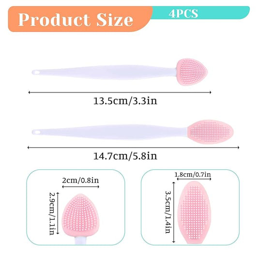 4Pcs Cat Acne Chin Treatment, Cat Acne Brush Set, Black Seed Exfoliating Brush, Dual Sided Silicone Cat Brush, for Cats Chin Acne and Blackhead Exfoliation
