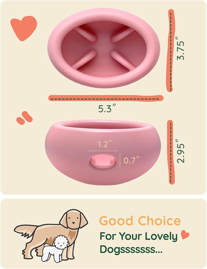 2-in-1 Dog Enrichment Toy & Slow Feeder - Interactive Freeze Licking Bowl and Treat Dispenser for Dogs, Relieves Boredom and Anxiety, Pink