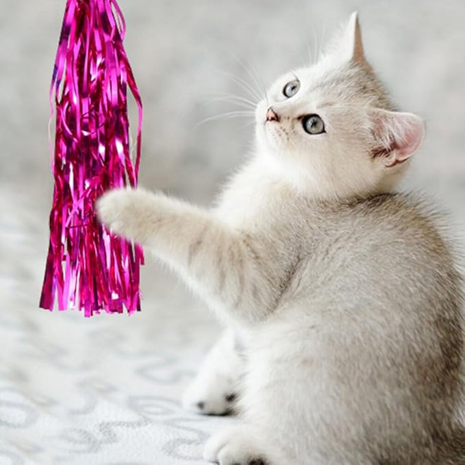 balacoo 30 Pcs Cat Teasing Replacement: Cat Interactive Tassel Teasing Stick Replacement Teaser Refills for Indoor s