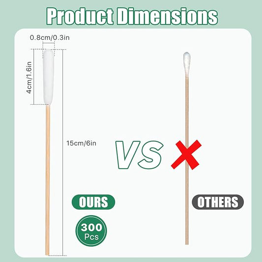 300 PCS Dog Qtips, 6 Inch Cotton Swabs for Dogs and Cats, Pet Cotton Ear Buds for Dog Ear Care, Long Bamboo Cotton Sticks for Dog Ear Cleaning Solution