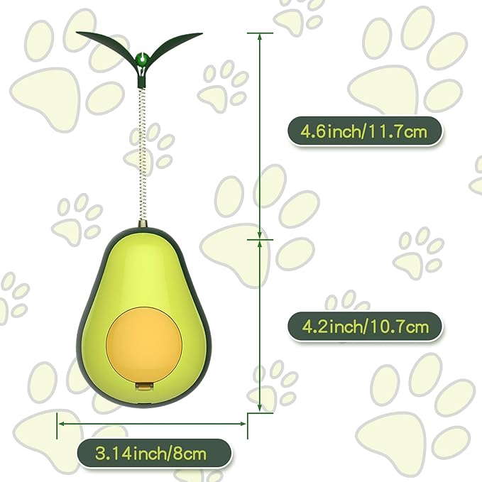 3-in-1 Catnip Toys for Cats with Feather Cat Toy Wand & Cat Treat Dispenser, Tumbler Interactive Christmas Cat Toys for Indoor Cats, Avocado Cat Puzzle Feeder, Funny Kitten Treats