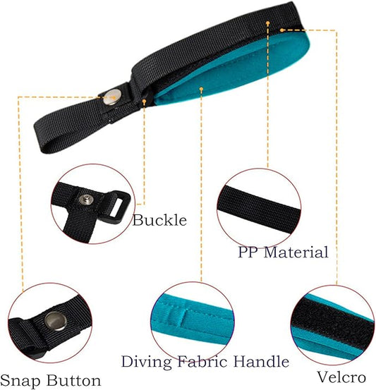 Hands Free Adjustable Wrist Strap, 2 Pack Soft Comfortable Diving Fabric Wrist Strap Dog Leash for Retractable Leash (Black & Blue)