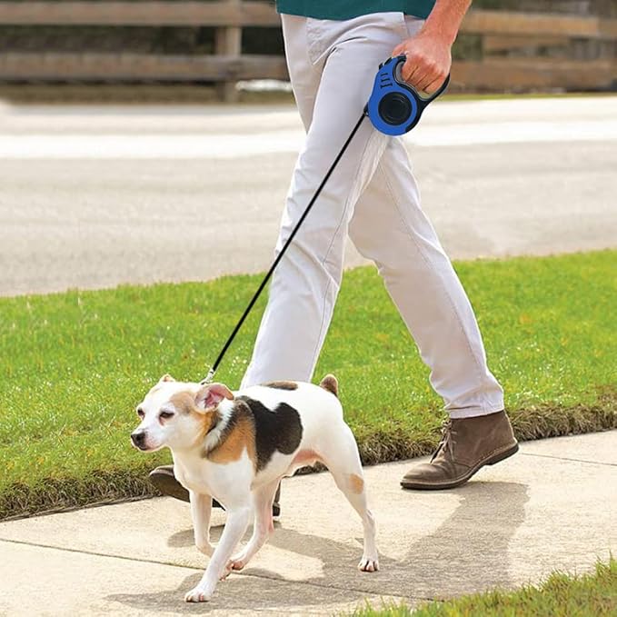 Retractable Dog Leash 16ft, Tangle-Free Expandable Leash for Medium Dogs Up to 33lbs, Easy-Adjust Lock & Anti-Slip Handle for Safe Walks