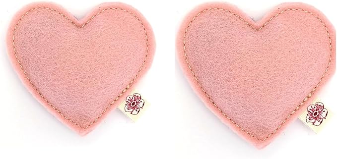 Catnip Toy – Heart Shape, Organic Catnip, 100% Wool Felt, Grown & Made in The USA - Pink, 2 Pack
