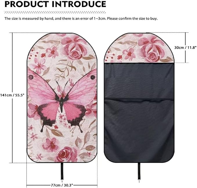 Coldinair Pink Butterfly Car Seat Cover Protector Front Seats Only,Floral Universal Waterproof Towel Seat Covers for Trucks,Auto Seat Cover Protectors for Workout,Beach,Swimming