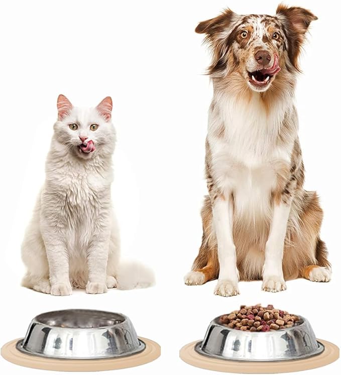 2 Pack Silicone Cat Food Mat Small, Cat Water Bowl Mat for Indoor, Dog Bowl Mat Prevent for Food and Water Overflow, Rubber Feeding Mat for Pet, 9.5"x9.5"