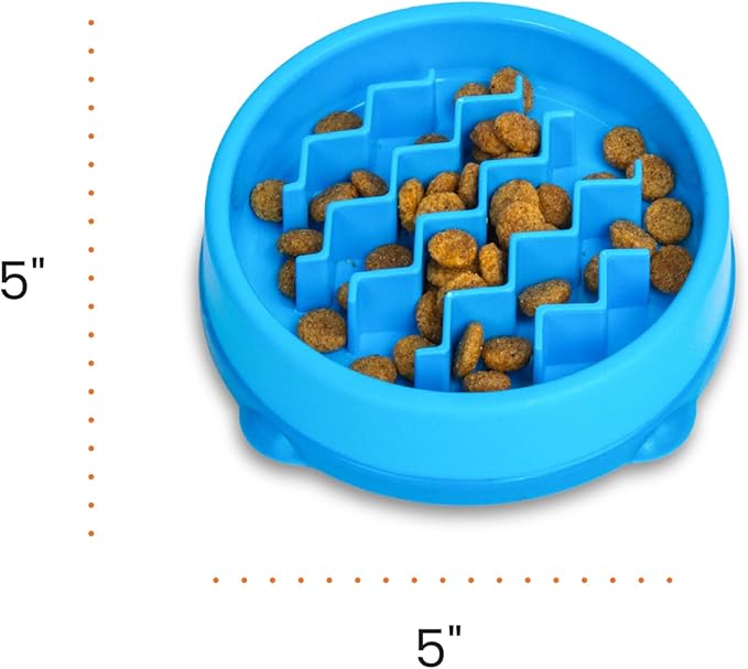 Catstages Kitty Slow Feeder Cat Bowl, Blue (Pack of 2)