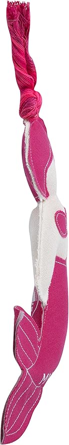 Pavilion Gift Company 11 Inch Large Canvas Tug of War Mermaid Shaped Dog Rope Toy-Sturdy & Durable Make A Splash, Pink