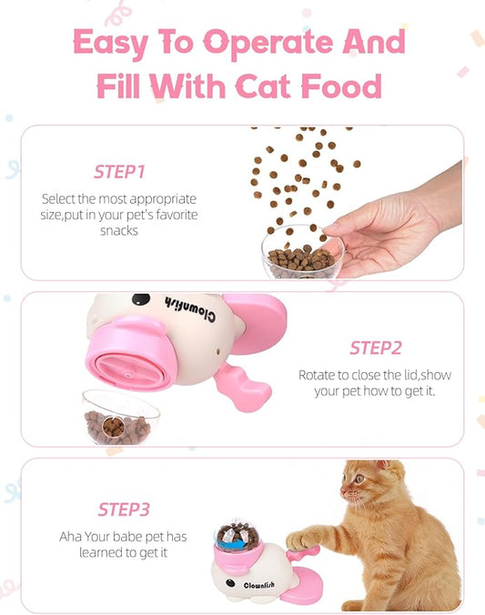 Dog Treat Dispenser Puzzle Toy, Intercative Slow Feeder Bowl for Cats and Dogs, Mental Stimulation Enrichment Toy, Indoor Pet Feeder with Silicone Mat to Keep Pets Busy, Multiple Colors (Pink)