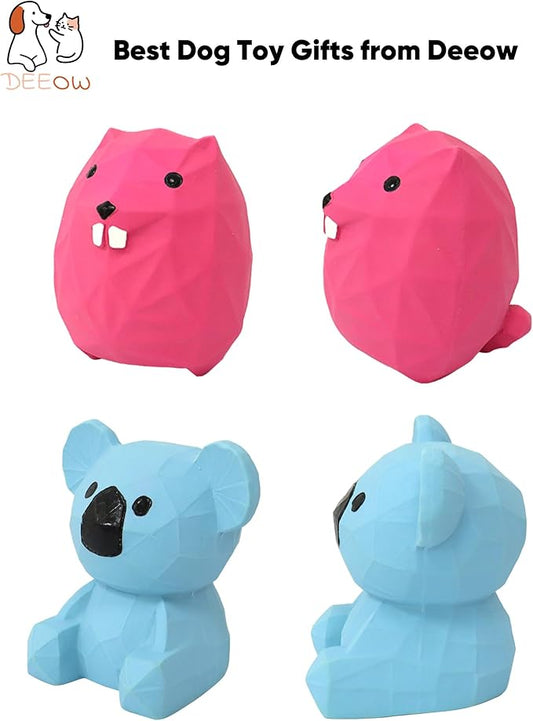 Deeow Natural Latex Dog Toys 2 Pack - Koala & Kangaroo Squeaky Dog Enrichment Toys, Puppy Teething Clean Toys for Small Medium Dogs, Milk Scented Interactive Pet Toys for Anxiety Boredom Relieve