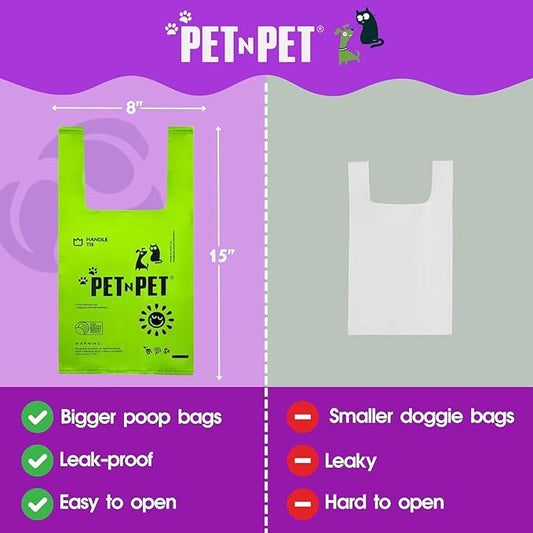 Pet N Pet 200 Counts Lavender Scented Dog Poop Bags Rolls with Tie Handles, 41% Plant Based & 59% PE Poop Bags for Dogs, Extra-Thick Doggie Poo Bag, Pet Waste Bag