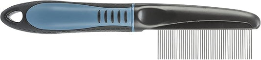 Trixie Comb with fine Teeth - smoothes The Coat - top Coat and Undercoat - Rubberised Plastic Handle - 22 cm - Black/Blue - 23764