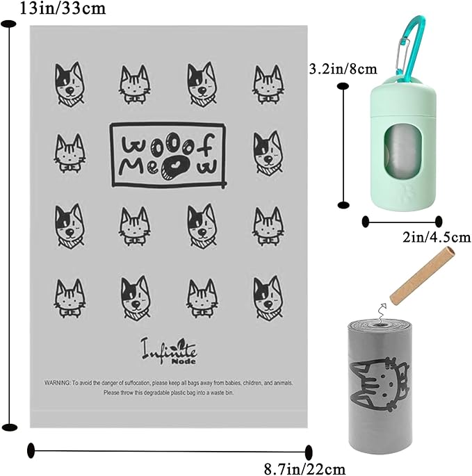 Dog Poop Bag Dispenser for Leash with Snap Clip, Skin-friendly Texture Waste Bag Holder for Dog Walks and Cats, Pets Litter Bag Container, Indoor & Outdoor Use (Green, 1)