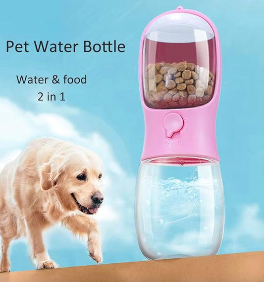 Dog Water Bottle for Walking, Portable Pet Water Dispenser, Leak-Proof Travel Bottle for Dogs and Cats – 300ml Pink by CarpathianTradeCo
