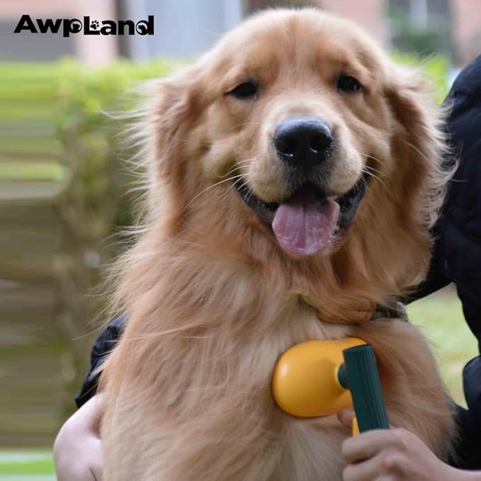 Mango Dog Brush, Gentle Self Cleaning Pet Brush with Release Button for Cats and Dogs, Easy to Remove Loose Hair Daily Grooming Tool During Shedding Season
