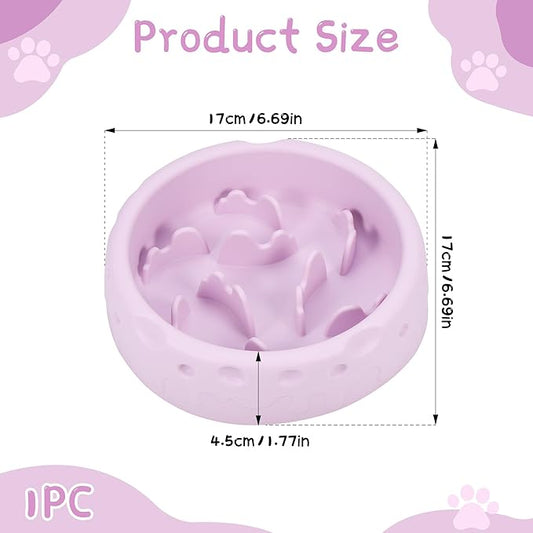 Slow Feeder Dog Bowls, Silicone Large Dog Plates for Food with Non-Slip, Cats Eating Dogs Bowl with Spiral Maze Design, Dogs Food Slow Feeder Bowl Dishes for Indoor and Outdoor (Purple)