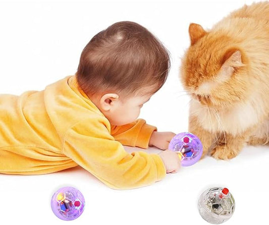 4 Pieces Ghost Hunting Cat Ball Multi-Color Flash LED Glowing Interactive Ball Pet Toys for Dog Cat Animals Activity