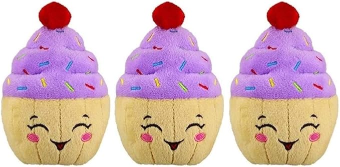 PetSport Happy Birthday Cupcake - Birthday Dog Toys, Happy Birthday Dog Toy, Certified Non-Toxic, Squeaker Inside, Durable, Super Soft, Colorfast, Cupcake Dog Toy - 4.5 Inch, 3-Pack