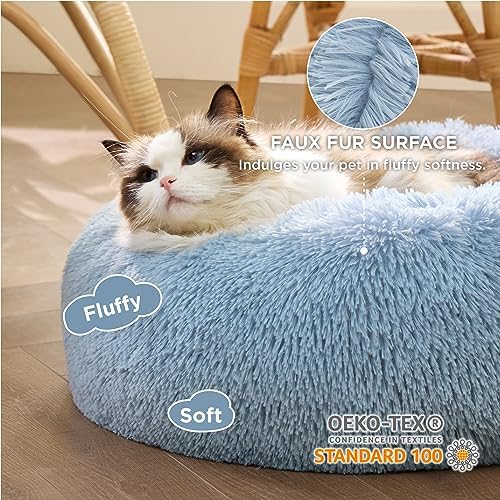 Bedsure Calming Cat Beds Donut Round Washable Kitten Bed,20 inches - Image 2