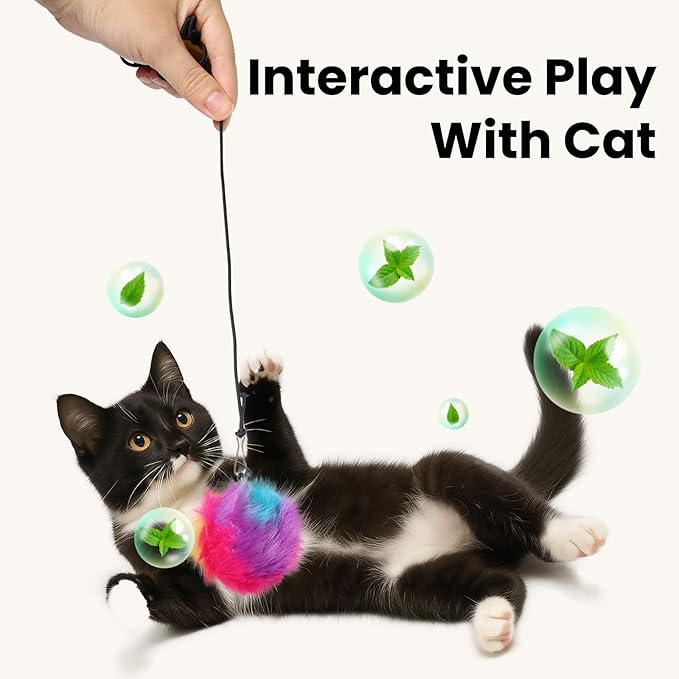 Interactive Cat Toys for Indoor Cats, Self-Play Hanging Door Toy for Kitten, Adjustable Height Exercise Bell Ball to Keep Kittens Active