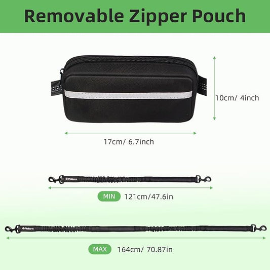 Philorn Hands Free Dog Leash with Pouch, Adjustable Waist Leash for Dog Walking, Running Leashes for Medium Large Dogs, Waist Dog Leashes with Dual Handles and Durable Bungee for Jogging Hiking