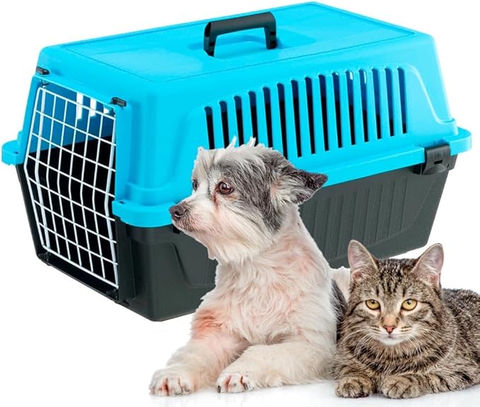 Ferplast Cat Carrier Small Dog Carrier, Secure, Practical, Easy to Clean, Durable Pet Dog/Cat Travel Box Cage up to 8 Kg. 58 x 37 x h 32 cm. Blue