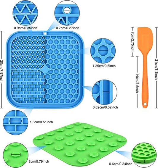 Dog Lick Mat Set of 2 mats with 1 Spatula