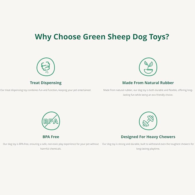 Green Sheep Natural Rubber Ball Dog Toy, Small Yellow Chew Toy for Puppies & Small to Medium Dogs, Durable Interactive Dog Toys to Keep Them Busy