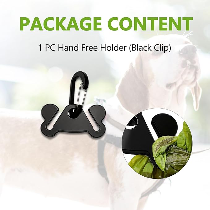 Dog Poop Bag Holder Dogs Waste Bag Carrier Pet Poop Bags Holders for Doggie Waste Bags Dispensers, Clip Carrier for Leash Small Doggy Puppy Hand Free Walking Accessory Attachment, Black