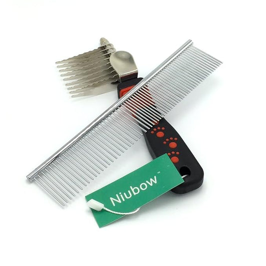Pet Grooming Tools: Stainless Steel Comb + Dematting Comb, Great Pet Dog Cat Fur Grooming Tool for Mats & Tangles Shedding