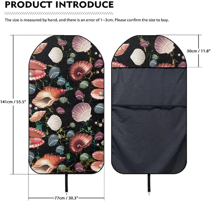Coldinair Ocean Shell Towel Seat Covers for Cars,SUVs,Trucks,Waterproof Sweating Car Front Seat Protector Cover Universal Fit