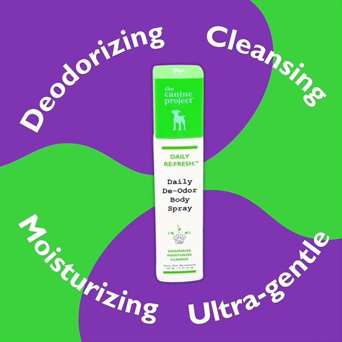Hydrating Daily Dog Deodorant Spray – Gentle Between Bath Cleansing & Deodorizing Spray for Grooming Dry & Sensitive Skin – Extends Between Bath Time During Cold Weather