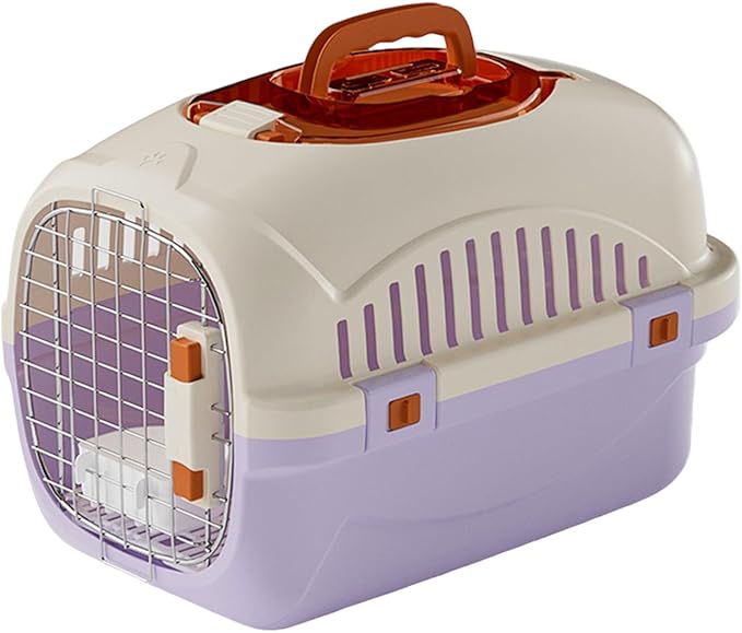 Detachable Pet Carrier for Small Animal, 2025 New Ventilated Plastic Dog Crates, Portable Hard-Sided Dog Crate with Handle for Puppies & Cat Traveling, Hiking, Camping (Purple)
