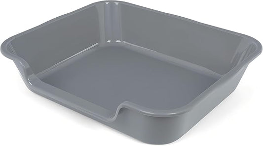 2 Pack of Extra Large Cat Litter Box (ABS Material), Low Entry Senior Litter Pen for Geriatric Kitty Big Cats, Jumbo Pet Safe Litter Boxes Tray for Indoor Pets Potty (Gray, 24" L x 20" W)