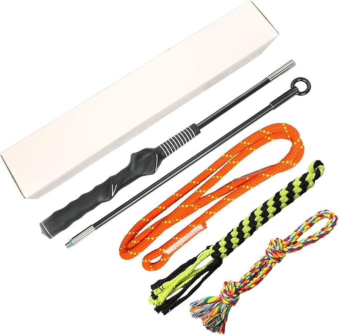 Flirt Pole for Dogs, Interactive Dog Teaser Toy to Tug of War Outdoor Exercise & Training, Durable Teaser Wand with Lure Rope Chewing Tail Chasing Toy