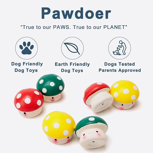 Squeaky Dog Toys, Soft Latex Squeaky Dog Ball for Small Dogs Puppies, Cute Bounce Squeak Mushroom Pet Toys