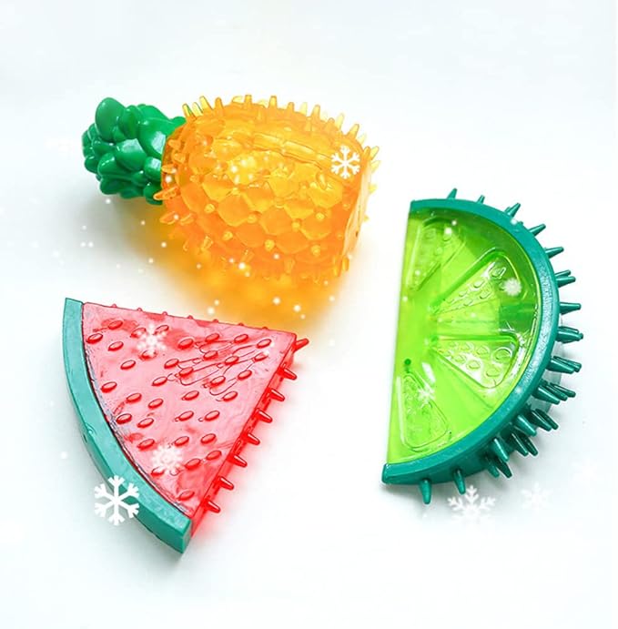 Cute Fruits Dog Toys - Squeaky Teeth Cleaning and Training for Puppy, Small Medium Dog Pets (Watermelon)